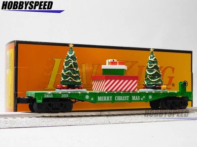 MTH RAILKING CHRISTMAS FLATCAR WITH LIGHTED CHRISTMAS TREES O GAUGE 30-76943 NEW - Image 1 of 4