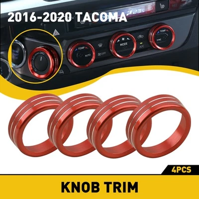 4X Red Button Knob Trim AC Climate Control Ring For Toyota Tacoma 2016-2020 US - Image 1 of 4