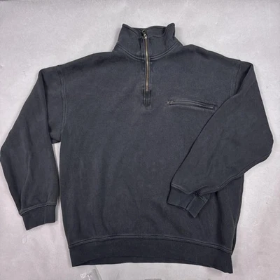 Pendleton Sweater Mens Large Black Half Zip Mock Neck Cotton Pullover Workwear - Image 1 of 4