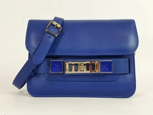 Proenza Schouler Blue Smooth Leather Classic Mini PS11 Shoulder Bag Handbag - Picture 1 of 8