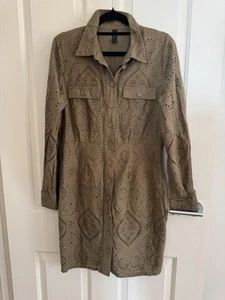Y.A.S Mini Dress Size Large Brown Long Sleeves Cotton Designer - Picture 1 of 5