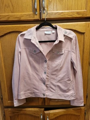 VNTG. Chaqueta de moda de gamuza de microfibra rosa suave de Joan Rivers talla XS. INMACULADO Foto 1 de 4