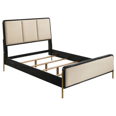 Cama con panel queen de madera costera Coaster Arini 56 pulgadas en crema y negro Foto 1 de 4