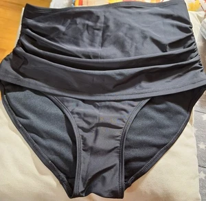 NEW - Black Swim Bottoms Size Medium Extra Panels to cover Tummy - Picture 1 of 1
