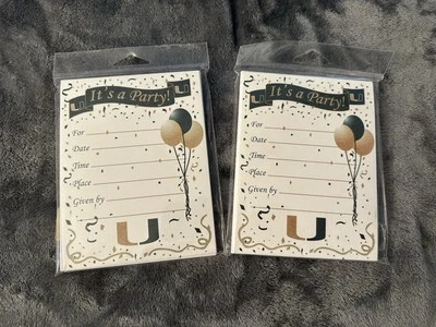 University of Miami Party Invitations Graduation Green Gold 2 Packs Hurricanes - Image 1 of 4