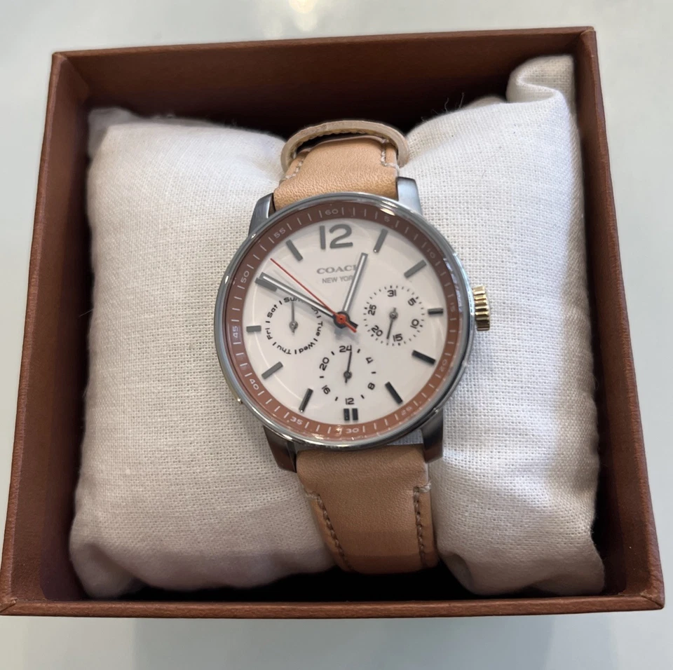 Coach Peach Leather Chronograph Watch - Image 1 of 2