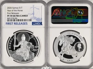NGC PF70 2026 Samoa Year of the Horse Silver coin Akasagarbha Lunar Horse 1oz - Picture 1 of 4