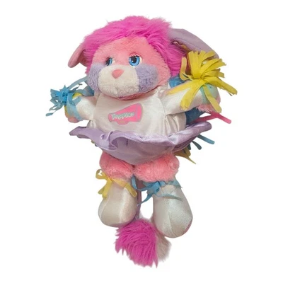 De colección 1986 Mattel Pom Pom Cheerleader Popples 12" Peluche Blanco Rosa Púrpura Azul Foto 1 de 4