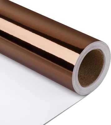NESCCI Brown Metallic Wrapping Paper, Solid Color Paper,Gift Inches,