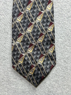 VINTAGE Barrington Tie Necktie Neckwear Adult Gray Geometric Preppy Silk USA Men - Image 1 of 4