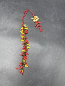 Vintage Chinese Good luck Tassel Glass Chili Peppers Miniature Chili Rista - Picture 1 of 6