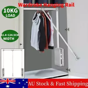 Pull Down Wardrobe Rail Internal Wardrobe Width 83-115cm Heavy Duty - Picture 1 of 12