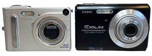 Lot Of 2 Casio Exilim:  Silver 4.0 MP EX-Z4 U; and Black 7.2 MP EX-Z75 AS IS - Picture 1 of 15