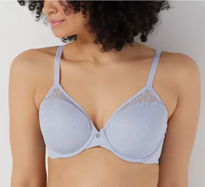 Бюстгальтер на косточках Breezies - контурный с цветочным рисунком из листьев - безоблачный - Изображение 1 из 3