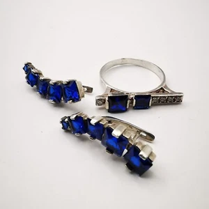 Vintage, Juego de un par de pendientes y un anillo de plata de ley 925 - Imagen 1 de 8