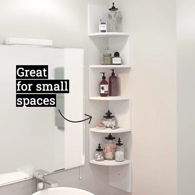 5-Tier Corner Shelves, Floating Corner Shelf, Wall Organizer Storage White Black - Image 1 of 4