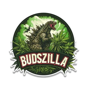 Budszilla: The Can-nabis Conqueror Adesivo Vinile per Valigie Bottiglia d'Acqua - Foto 1 di 3