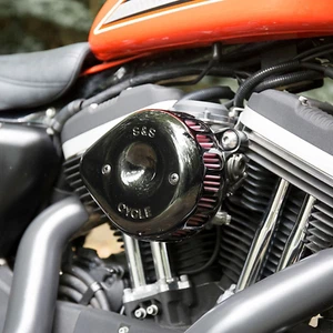 S&S Gloss Black Mini Teardrop Stealth Air Cleaner Kit For HD Sportster 1991-2006 - Picture 1 of 3