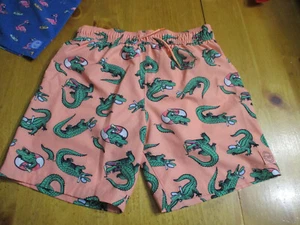 Abercrombie kids Alligator Design Swim Trunks,Boys 13/14,Coral & Green - Picture 1 of 9