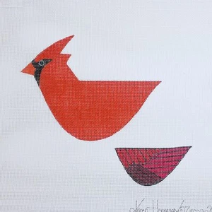 Zecca hand painted needlepoint canvas 3 D Cardinal bird ornament christmas - Picture 1 of 1