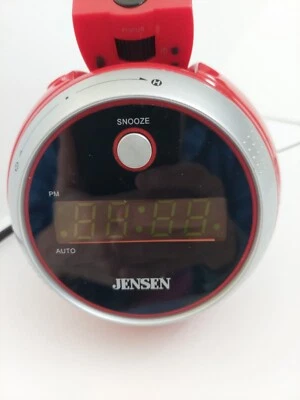 Jensen JCR-222 AM/FM 120° Projection Digital Alarm Clock Radio RED - Image 1 of 4