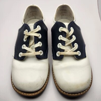 Vintage Oxford Shoes Stride Rite Blue & White Leather.  USA Toddler 9 1/2D Size - Image 1 of 4