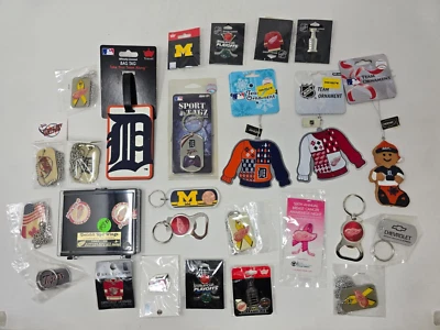 Detroit Souvenir Lot Pins Ornaments Keychains Dog tags Red Wings Tigers UM - Image 1 of 4