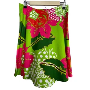 Before + Again Size M Skirt Green Red Floral - Picture 1 of 4
