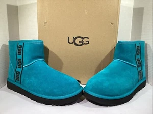 UGG Women’s Size 10 EU 41 Blue Classic Mini Side Logo Lined Ankle Boots AJ-12 - Zdjęcie 1 z 9