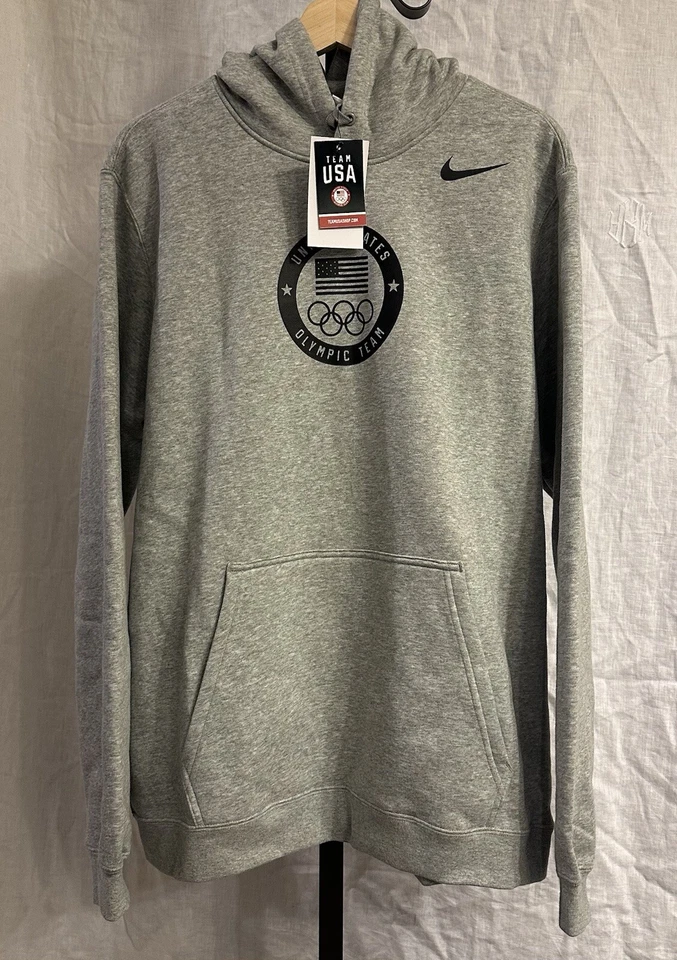 USA Olympics Sweatshirt Mens Extra Large Gray Hoodie Sweater Paris Nike XL