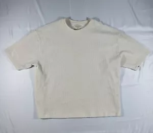 Camicia Young LA bianca in velluto a coste uomo XL grande manica corta logo ricamo - Foto 1 di 8
