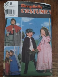 Simplicity Costumes Sewing Patterns # 8318 "Child's Costumes" Renaissance 3-8 - Picture 1 of 1