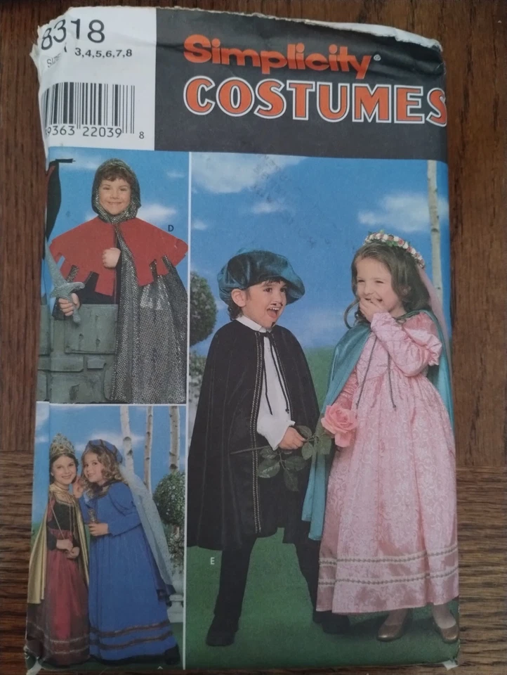Simplicity Costumes Sewing Patterns # 8318 "Child's Costumes" Renaissance 3-8 - Image 1 of 1