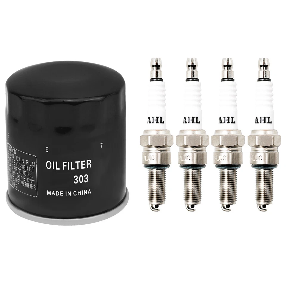 For 2003-2006 Kawasaki Ninja ZX6RR ZZR600 Tune Up Kit 4*Spark Plugs & Oil Filter - Image 1 of 1