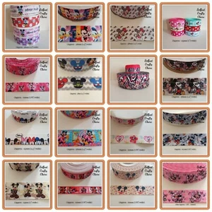 1 - 5 Metres - Disney Mickey Minnie Mouse Grosgrain Ribbon - 22/25/38 mm SALE - Picture 1 of 27