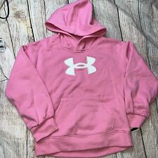 Under Armour Little Girls Pink Hoodie White Shimmer Logo NEW 
