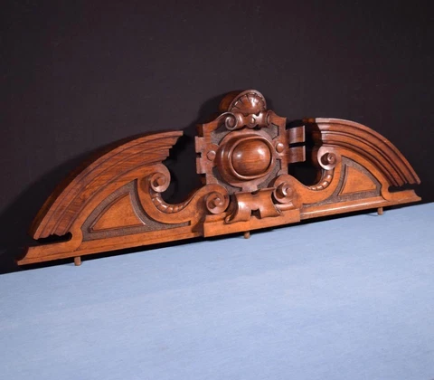 *41" French Antique French Pediment/Crest in Solid Walnut Wood Salvage Cover