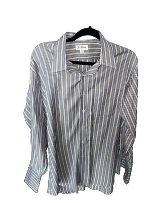 Camisa de vestir para hombre Paul Fredrick 16,5-33 gris blanco a rayas Foto 1 de 4