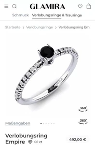 Glamira Verlobungsring Empire Solitär Damenring Schwarzer Diamanten Antragsring - Bild 1 von 23