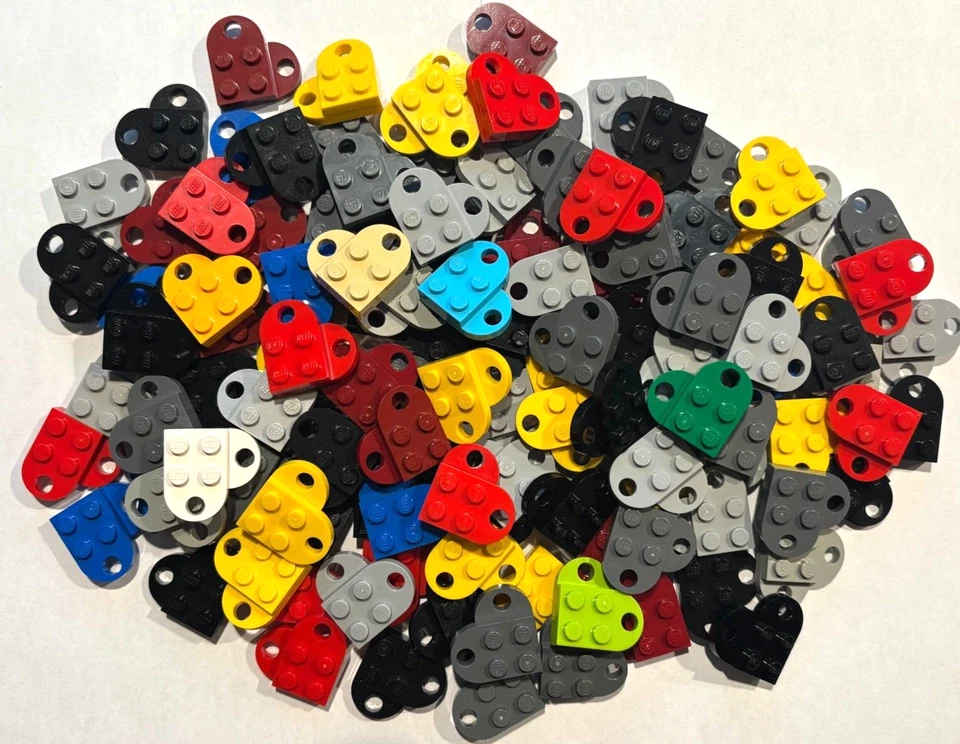 LEGO Heart FREE SHIPPING Valentines Day Charm 2x3 Plates with Holes - Image 1 of 1