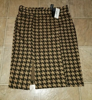 NUEVA FALDA 89TH & MADISON TALLA S ABEDUL PATA DE GALLO MARRÓN NEGRO TEJIDO 2098 Foto 1 de 3