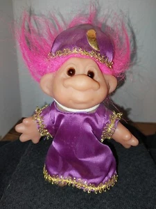 Vestido/sombrero vintage DAM ADOPT A NORFIN TROLL pelo rosa púrpura 5" - Imagen 1 de 2