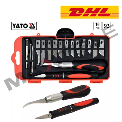 YATO Bastelmesser Skalpell Präzisionsmesser Cuttermesser Schnitzmesser 18-tlg Set
