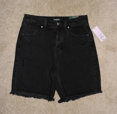 New Wild Fable Bermuda Jean Shorts Sz 4 Black Distressed High Rise Button Fly - Image 1 of 3
