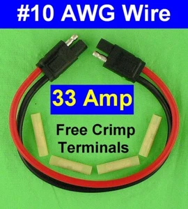 12V SAE #10 AWG Quick Connect Disconnect Electrical Cable Harness Battery Wire - Picture 1 of 7