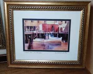 BERNARD GERSTNER PRINT "SMITH COVE E. GLOUCESTER" LOBSTER BOAT, FRAMED, SIGNED - Picture 1 of 7
