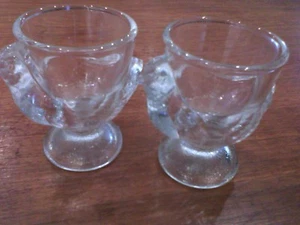 A Pair of Glass Chicken Egg Cups - Picture 1 of 2