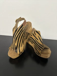 Animal Print Wedge Heels Open Toe Diba Size 7.5 - Picture 1 of 7