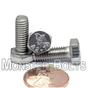 M6-1.0 x 16mm - Qty 10 - DIN 933 Hex Cap Bolt / Screw - Stainless Steel A2-70 - Picture 1 of 3