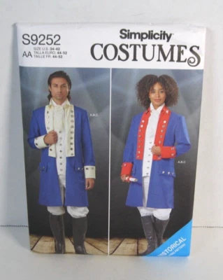 Simplicity 9252 Historical / Military / Colonial Adult Costume 34-42 Pattern UC - Image 1 of 3